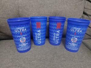 COPA America USA 2024 Michelob Ultra Collective Plastic Cup Blue Set Of 4 Nice**